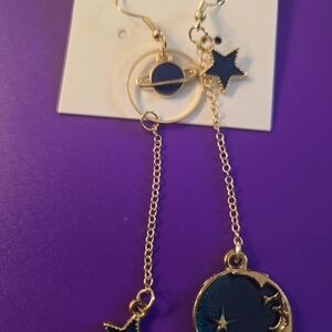 Gold and Black Celestial Earrings